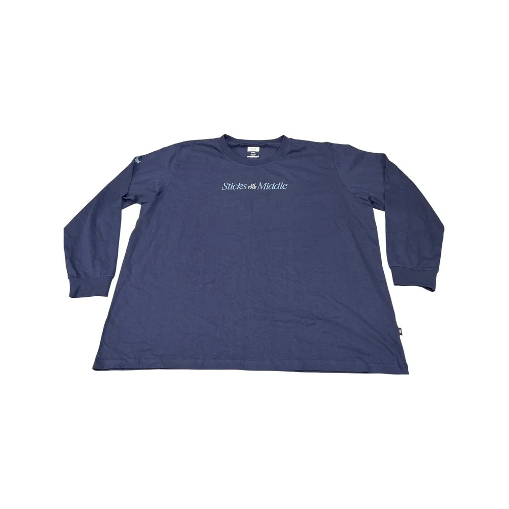 Waggle Golf Sticks In The Middle Navy Blue Long Sleeve Graphic T-Shirt Mens 3XL